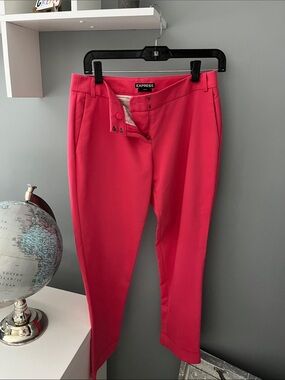Express Editor Coral Pink Cropped Ankle Pants